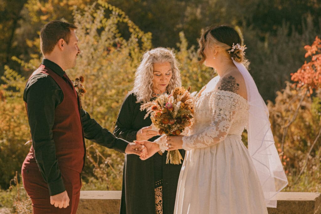 Dreaming of an intimate Katherine Albertsons fall wedding? See how this couple embraced cozy vibes and golden leaves for their perfect day.