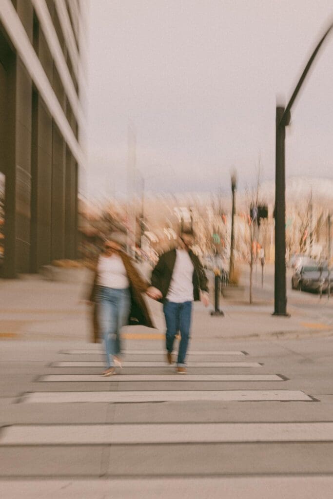 Experience a cinematic downtown Boise engagement session, capturing authentic love stories in iconic local spots.